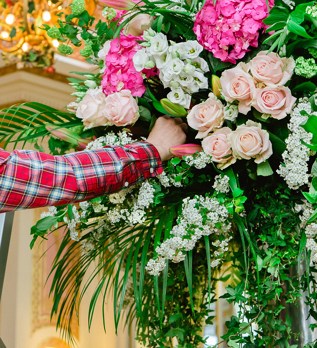 Paul Thomas decorating the Palm Court at The Ritz
