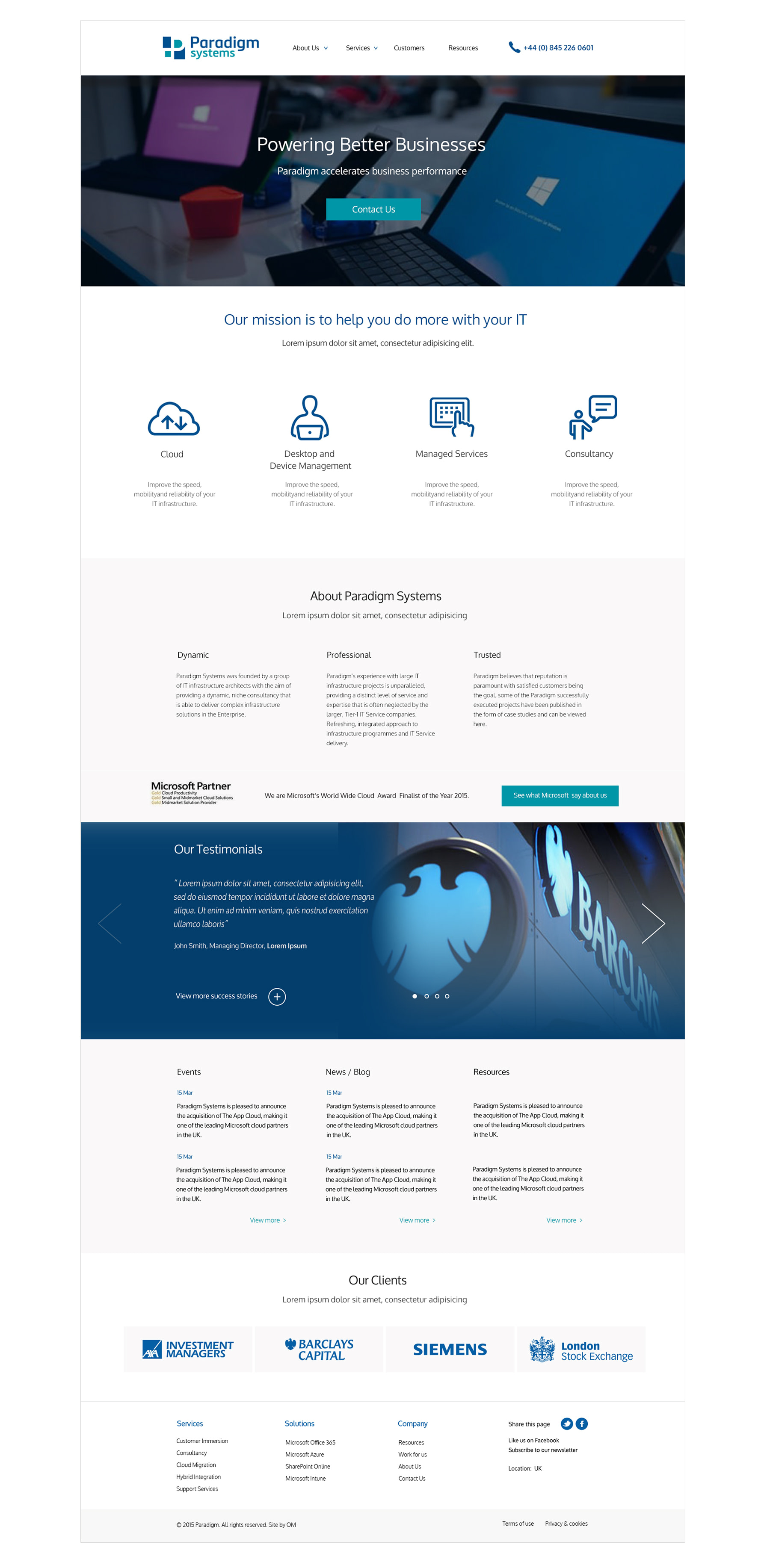 Paradigm Systems Website Design - Home Page